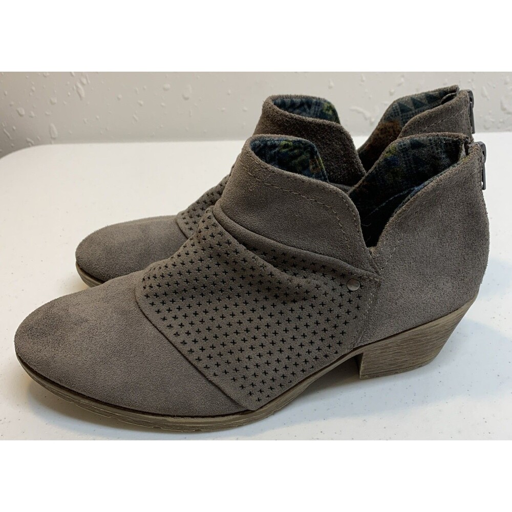 Earth Origins Slouch Ankle Boots 9 W Gray Suede Rear Zip